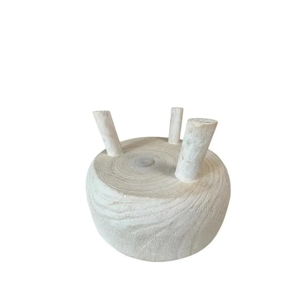 Hand Carved‎ Wooden Tripod Bowl Whitewashed Footed Primitive Style Decor
